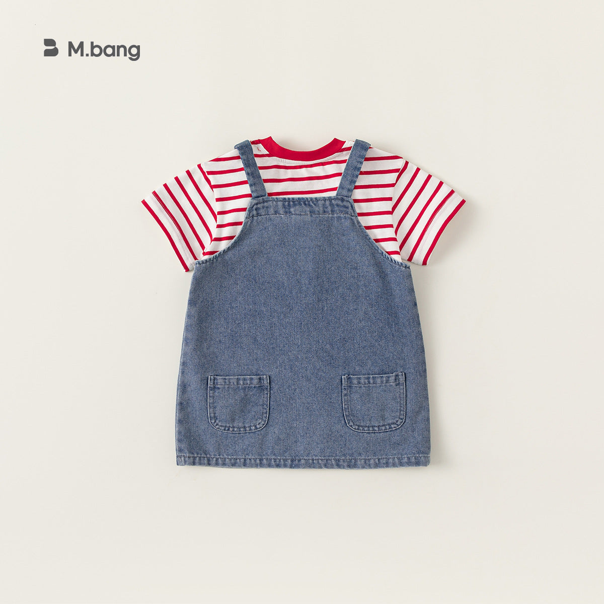 A Babycity summer girls denim bib two-piece western children&#039;s suit short sleeve T-shirt XT24018