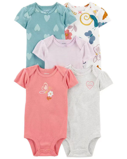 Children's summer new infant short-sleeved triangle clothes crawling clothes, five baby onesies, price for 5 piece 0.28kg