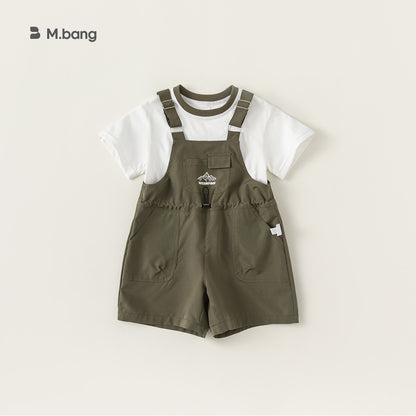 A babycity summer children's cargo overalls baby Korean children's clothes boys T-shirt two-piece set XT84052