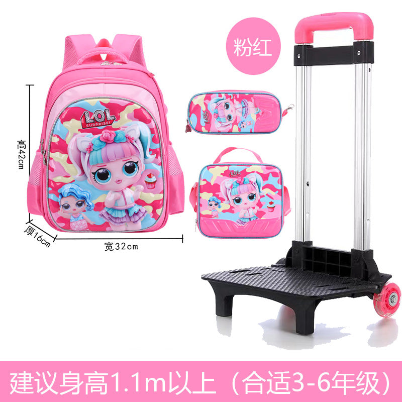 A Factory spot new foreign single three-piece backpack boys, girls, primary school students, children's trolley schoolbags, large capacity