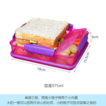 Una caja de sándwich portátil de Sistema importada de Nueva Zelanda, caja de pan para el desayuno, caja de fruta, caja de ensalada bento 