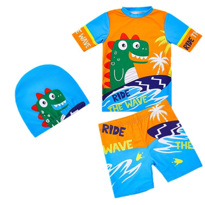 A children&#039;s swimsuit boy new large children&#039;s split sunscreen swimsuit boy swimming trunks hot spring quick-drying suit wholesale 0.2KG