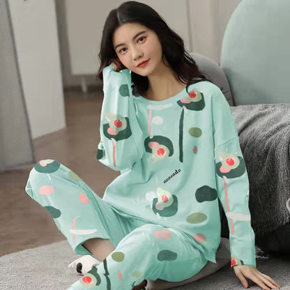 A large number of wholesale pajamas women's spring and autumn long-sleeved autumn and winter loungewear women's large size simple loose suit outer wear