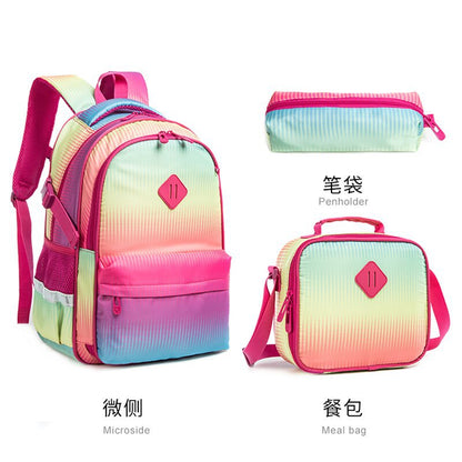 A Cross border New Cute Cartoon Primary School Student 17 inch Side Open Zipper Book Bag Three Piece Set to Reduce Weight for Boys, Girls, and Children's Shoulders