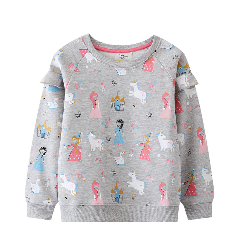 A Children's long-sleeved sweater T-shirt 2024 spring and autumn new baby girl long-sleeved top children's clothing wholesale one piece