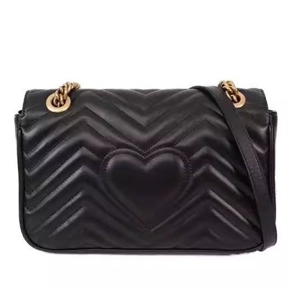 Bolso de mano de piel con cadena ondulada mini Marmont Love Marmont, novedad de 2024, bolso de hombro con abertura oblicua para mujer