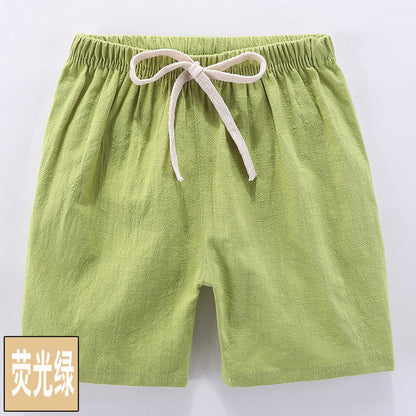 Pantalones cortos para niños, de algodón puro, estilo fino de verano, pantalones deportivos y de ocio de cinco puntos para niños, pantalones cortos para niñas y bebés. 