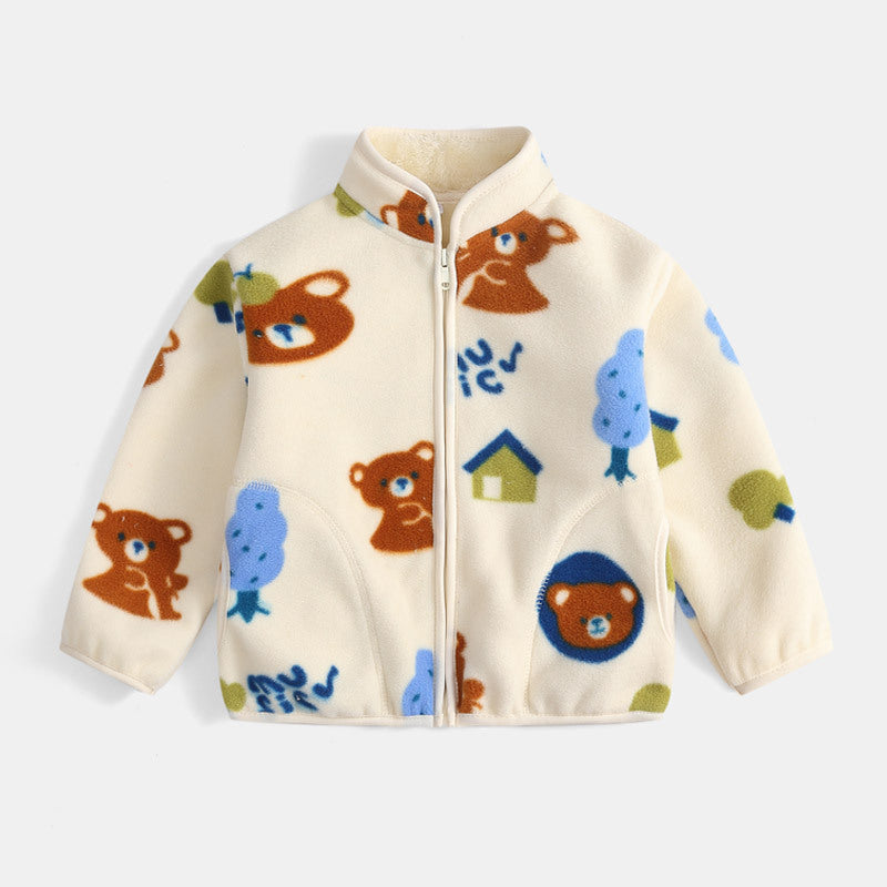 A Children's double-sided fleece jacket boys' spring 2024 new girls' spring and autumn fleece baby foreign style top