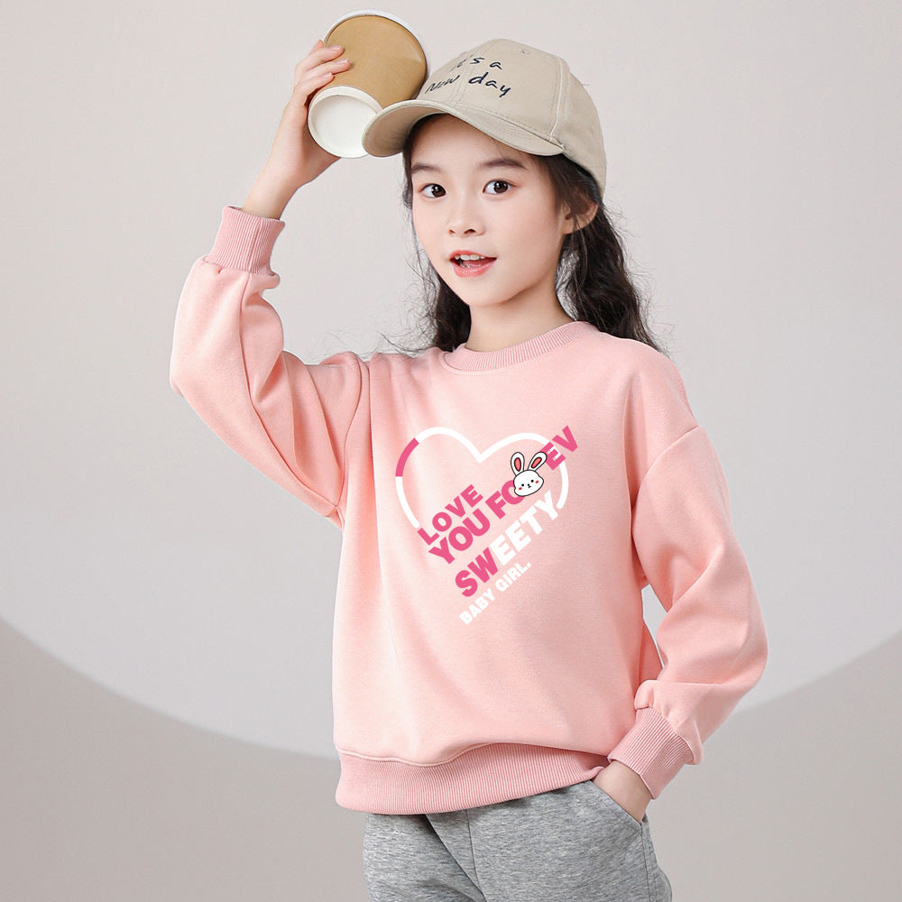 Girls' sweatshirt spring and autumn style middle and big children's children's clothes sweet and cute clothes children's autumn clothes tops 0.2kg