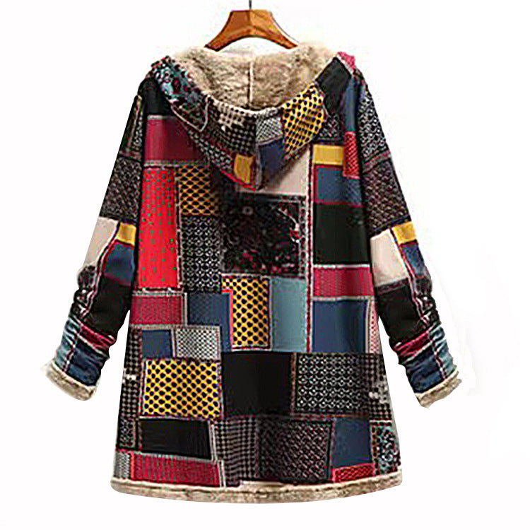 Temperament commuter cotton double-sided loose top Winter red European and American retro beltless plaid fishtail coat