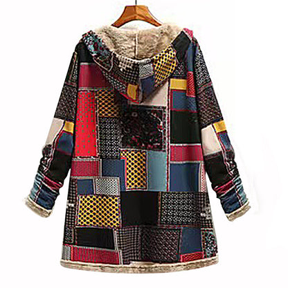 Temperament commuter cotton double-sided loose top Winter red European and American retro beltless plaid fishtail coat