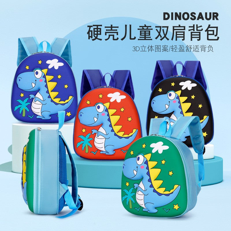 Mochila infantil de dibujos animados en 3D tridimensional, nueva mochila pequeña para clase de jardín de infantes, mochila de cáscara de huevo de dinosaurio linda de moda 