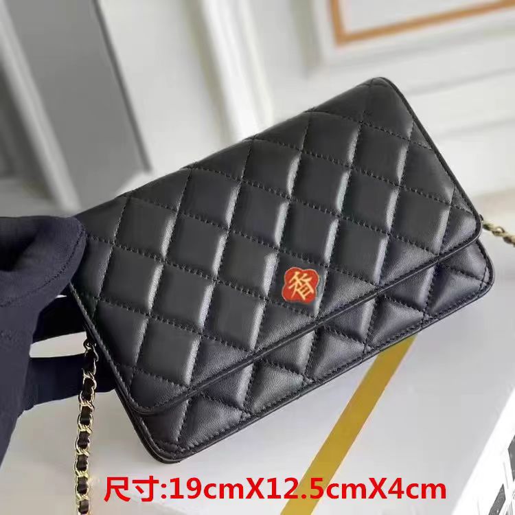 A Original leather Xiaoxiang single shoulder crossbody fortune bag black gold first layer cowhide rhombus square stray bag new trendy and versatile