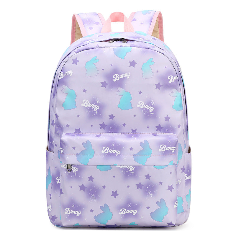 Mochila de tres piezas para estudiantes de secundaria, de dibujos animados, con diseño de mujer transfronteriza, con lonchera y estuche para bolígrafos, de gran capacidad 