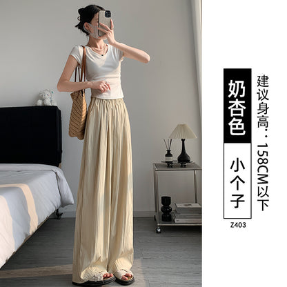 A Yamamoto pants women's summer 2024 new high-waisted straight tube small lazy cotton and linen ice silk wide-leg pants children look thin