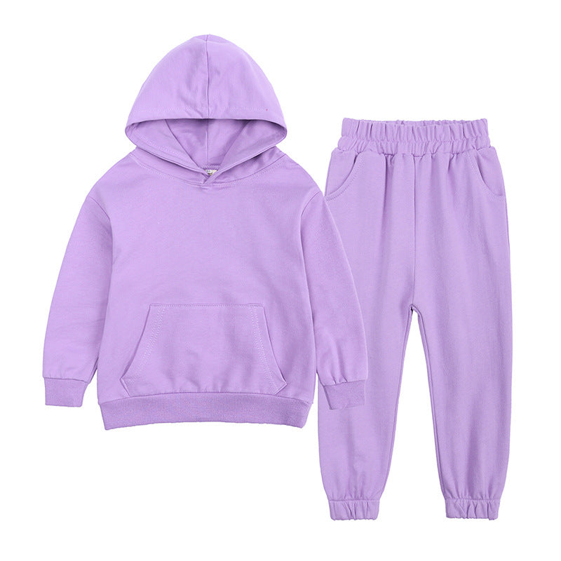 A Kids Tales Children's Clothing Autumn European and American Trend Brand Middle and Older Children's Hooded Sweater Set Children's Sportswear Set