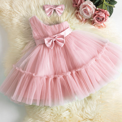 New patchwork mesh princess dress for girls, fluffy dress for infants and young children, one year old dress for children, dress for children 0.2kg