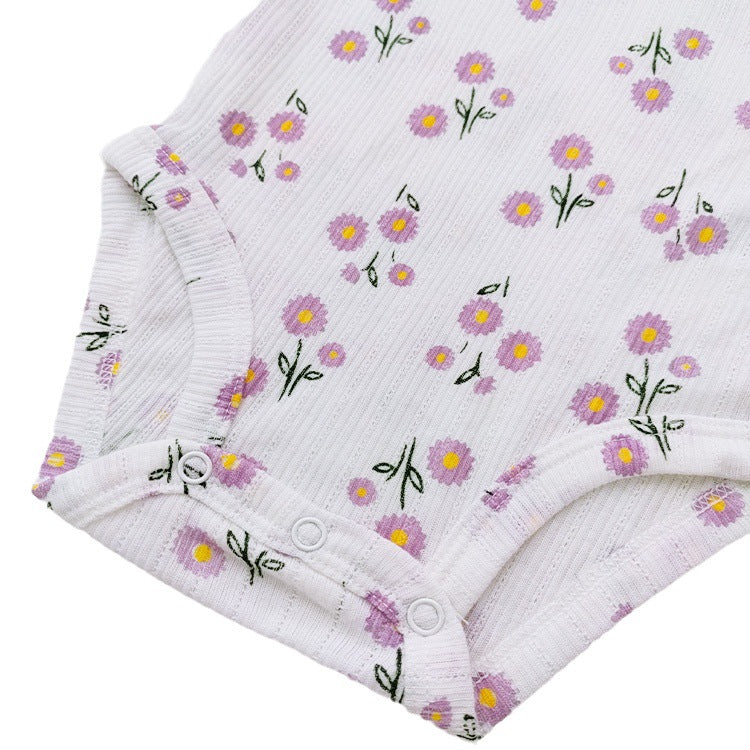 Mono de verano ultrafino para bebés, transpirable, con diseño de triángulos florales, con estampado de jacquard, ahuecado, ropa infantil de comercio exterior 