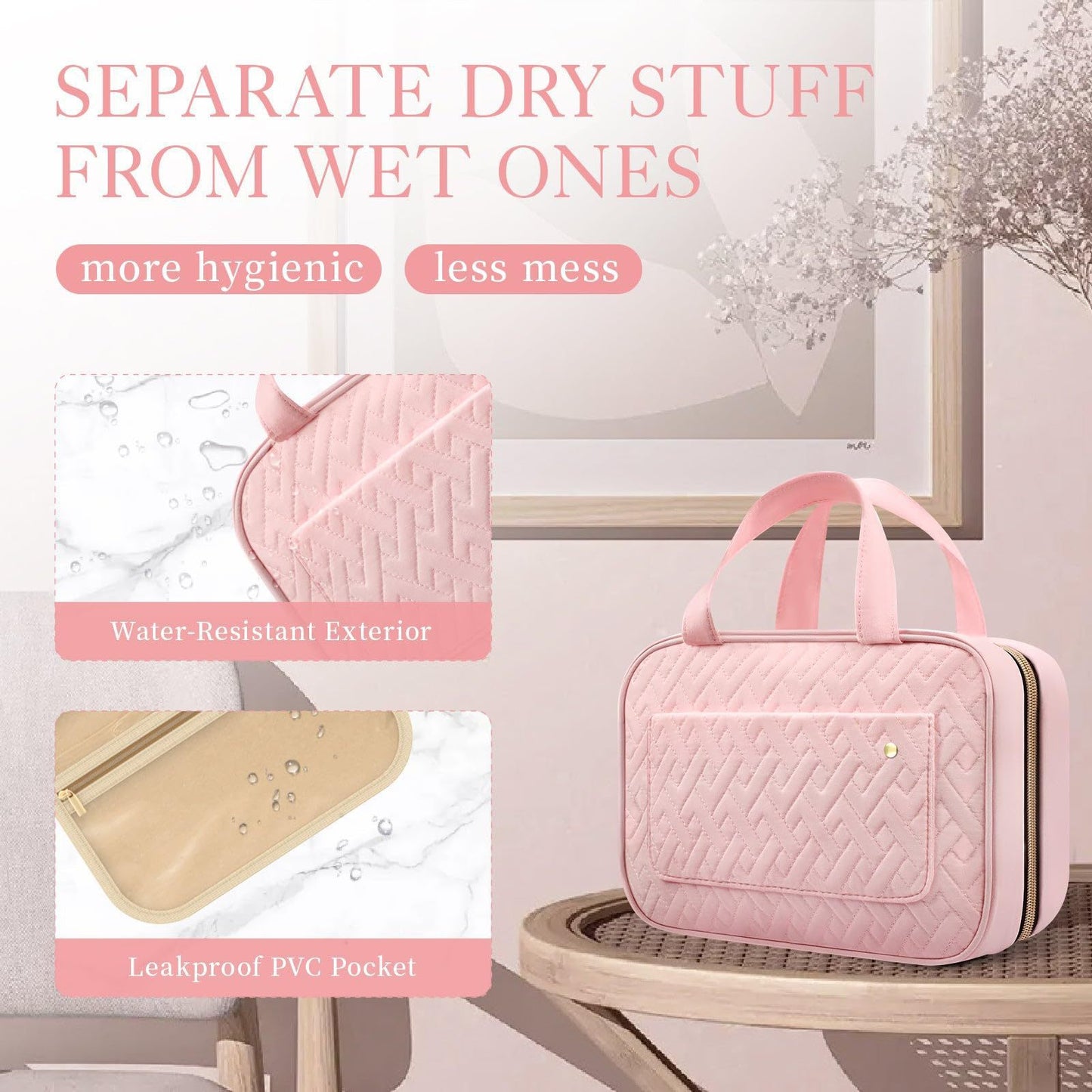 A spot cross-border exclusive travel toiletries with hooks, portable makeup bags, travel ladies toiletries, handbags MOQ: 3 PIECE