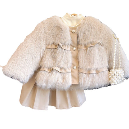 A Korean version of girls' anti-fur jacket, winter new celebrity girl treasure thickened warm small fragrant fluffy top