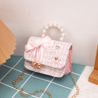 Princess, Fragrance, Chain Bag, Baby, Pearl Accessories, Hand Bag, Cute Bow Girl, Shoulder Bag