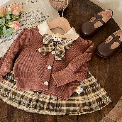 Children's Star Round Girls' Sweater Autumn New Girl Baby Princess Dress Girl Two Piece Set JK Set Tide 0.23kg