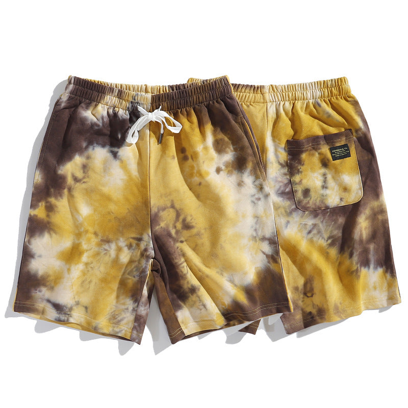 A summer new gradient tie-dye shorts for men and women loose ins hip-hop casual beach couple pants