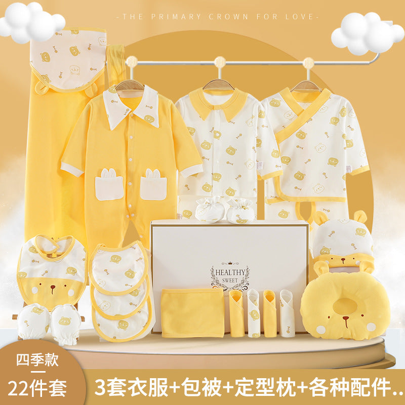 A Baby Cotton Clothes Gift Box Newborn Set Spring and Autumn Season Gift Box Clothes Newborn Full Term Baby Set High end