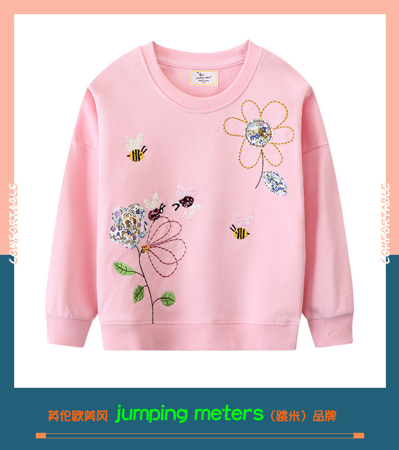 A European and American long-sleeved girls' sweater girls' pullover autumn knitted cotton children's top autumn long-sleeved top distribution