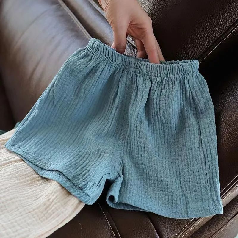 Pantalones cortos para niños, nuevos pantalones elásticos de verano, pantalones sueltos de algodón y cáñamo para niños y niñas, pantalones casuales de estilo occidental para bebés