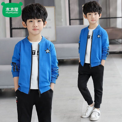 P boys spring and autumn suit new middle-aged and older boys foreign style explosion sports autumn two-piece suit