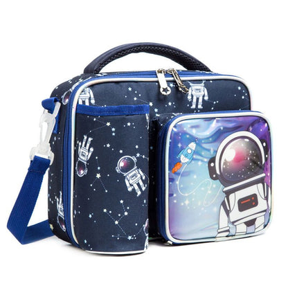 P new cartoon pupils special lunch box bag double insulation bag large capacity messenger bag light children&#039;s handbag.