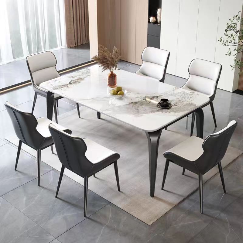 Italian light luxury elephant leg rock slab dining table and chair combination