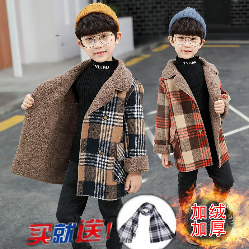 Girls' jackets autumn and winter 2023 new western style woolen coat children's little girls mid-length thick woolen woolen coat