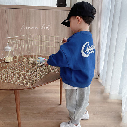 Boys&#039; Sweater Spring and Autumn New Spring Children&#039;s Net Red Western Baby Tops Han Fan Children&#039;s Clothing