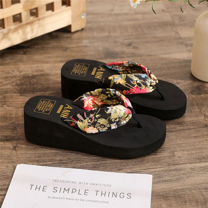 P High Heels, New Thick Sole Slippers, Women's Herringbone Slippers, Summer Beach Bohemian Slippers, Clamping Feet, Fashionable Cool Slippers