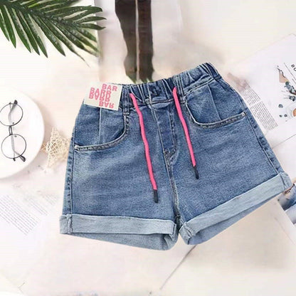 P girls denim shorts suit summer new female baby thin girls fashion casual summer children pants tide.