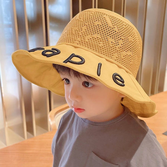 P children&#039;s summer sun hat boy net fisherman&#039;s hat Korean version of ins girl personality Joker basin hat sun hat tide.