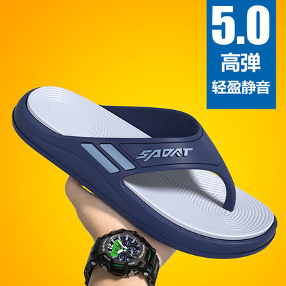 P [Cojín suave de doble capa] 2024 chanclas populares para hombres para usar al aire libre en verano, sandalias para el hogar antideslizantes y cómodas para hombres 