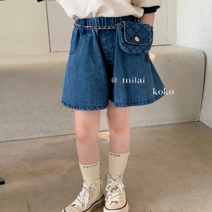 P Girls' Suit Summer 2024 Foreign Polo Short Sleeve Versatile Summer Dress Popular Denim Shorts Children's Two-Piece Trend