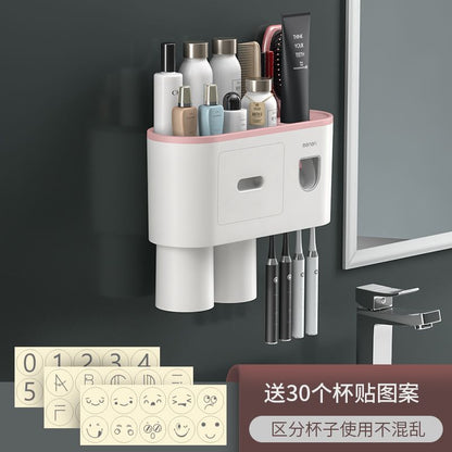 Toothbrush storage rack, non punching mouthwash cup, toothbrush cream, tooth cup storage, bathroom wall mounted rack, electric set