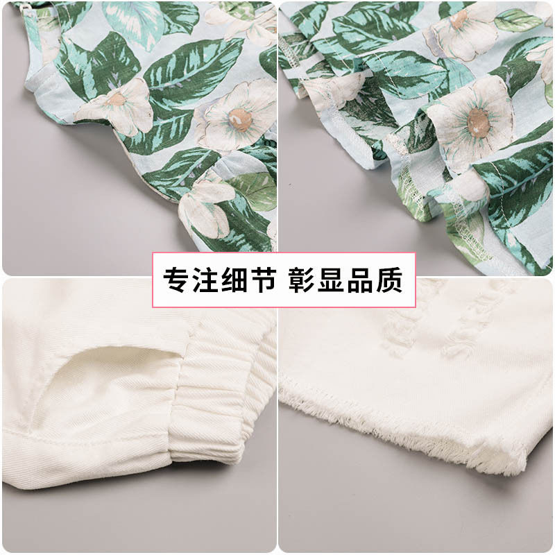 P Girls' summer clothes, new suits, foreign children's clothes, summer Internet celebrities, short-sleeved thin children's sports shorts, two-piece set