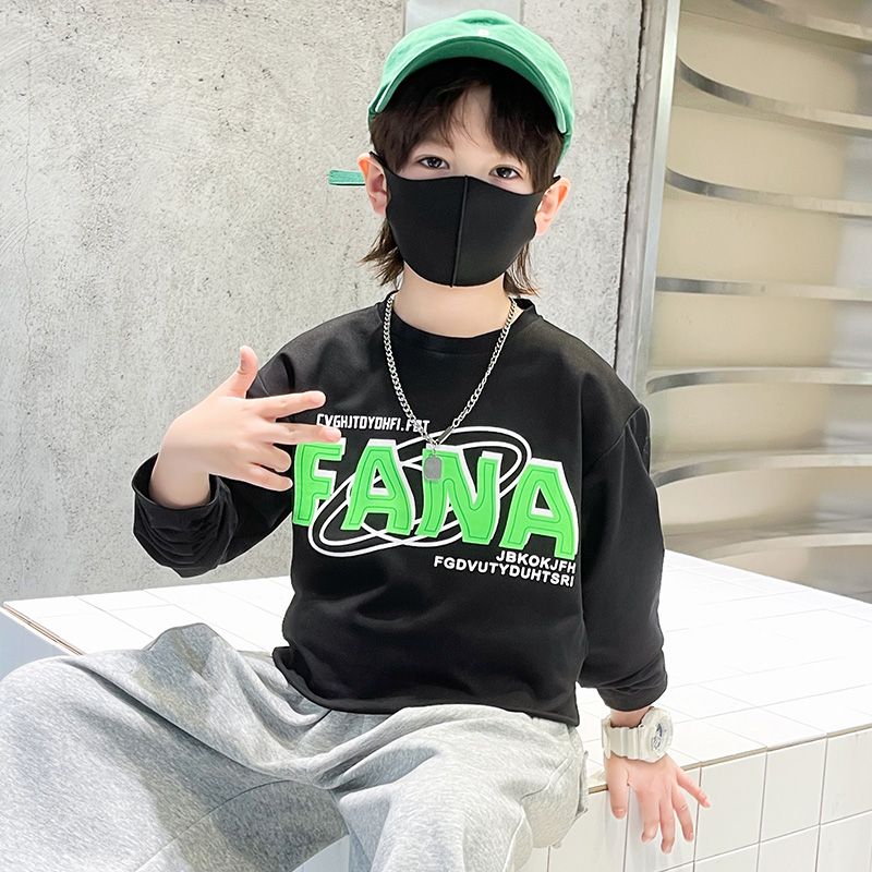 P boys long-sleeved t-shirt pure cotton middle and older children's autumn clothes outer wear boys autumn bottoming shirt top Korean version tide