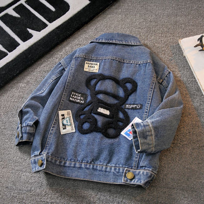 P children's denim jacket boys spring and autumn 2024 new foreign style autumn clothing children's tide Korean jacket baby top