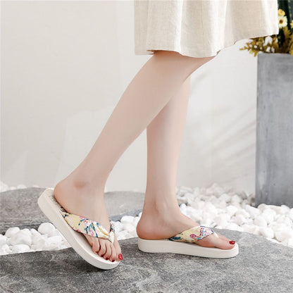 P High Heels, New Thick Sole Slippers, Women's Herringbone Slippers, Summer Beach Bohemian Slippers, Clamping Feet, Fashionable Cool Slippers