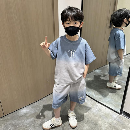 P Cool Boy's Summer Clothes Set 2024 New Handsome Boys Children's Clothes Fashionable Children's Summer Short Sleeve Clothes