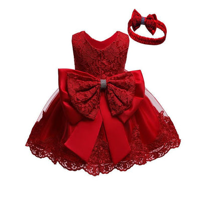 Girls dress skirt puffy princess dress full moon first birthday big bow embroidered kids baby girl dress