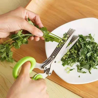 Green onion scissors artifact stainless steel five-layer multifunctional shears pepper artifact non-spicy eye scissors kitchen coriander scissors