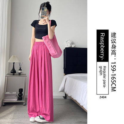 A Yamamoto pants women's summer 2024 new high-waisted straight tube small lazy cotton and linen ice silk wide-leg pants children look thin