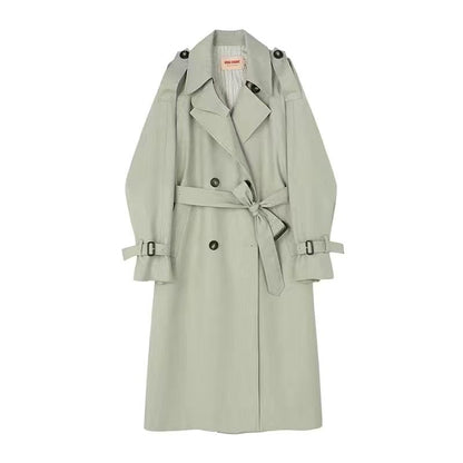 P trench coat women's new high-end small light and textured British style medium and long Van Luo explosion